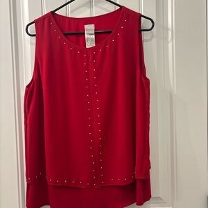 Chico's Red Sleeveless Stud-Embellished Top